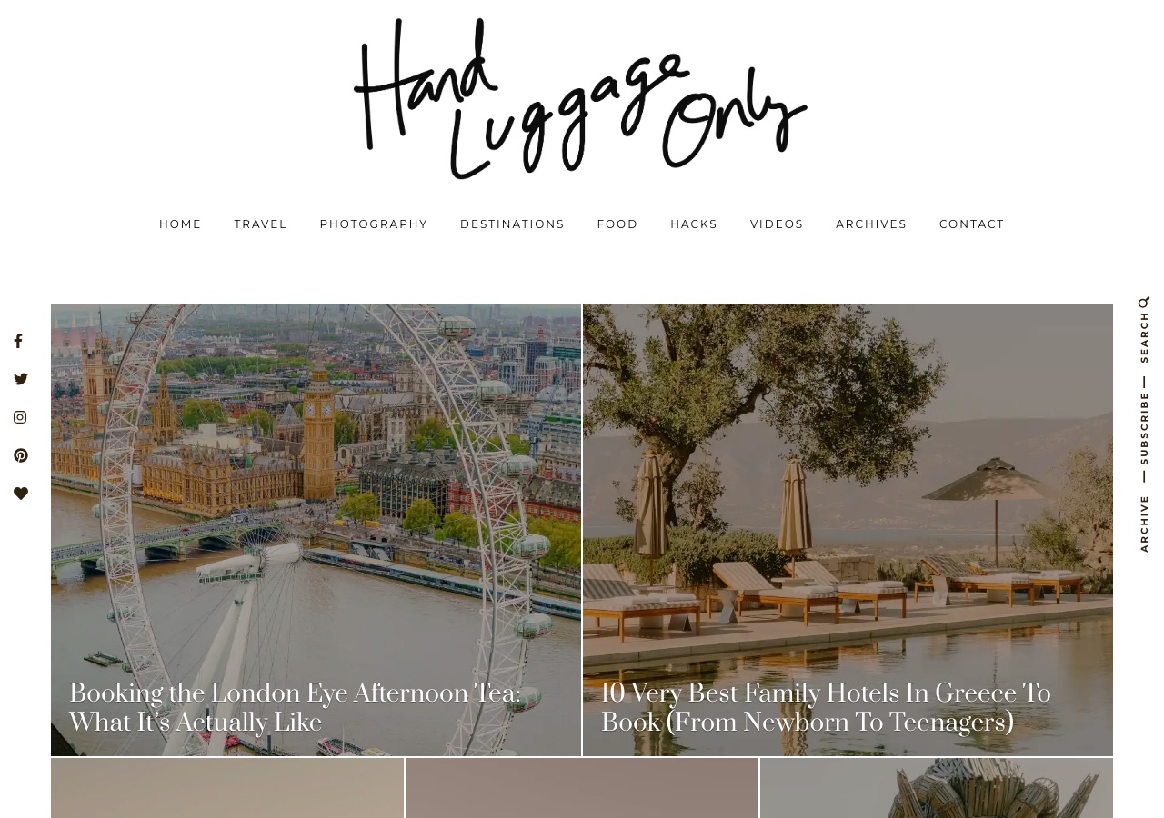 Screenshot of the Hand Luggage Only homepage